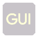 The secondary logo of the pack: A translucent box with the text "GUI"