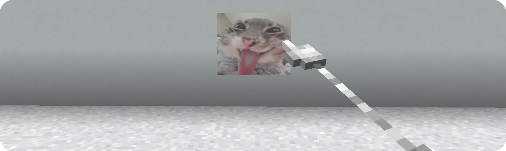 silly finger pointer pointing at silly car image at white minecraft wall