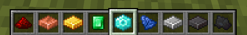 Retextured ores viewed in hotbar