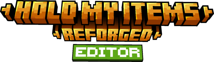 hold my items reforged editor text in minecraft title style