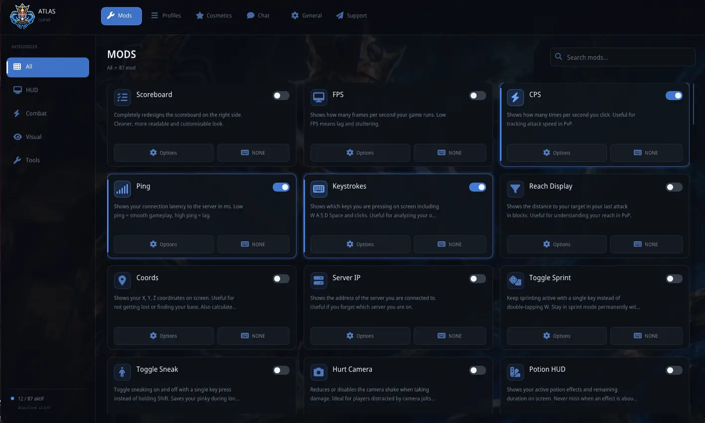 Client Mods Interface