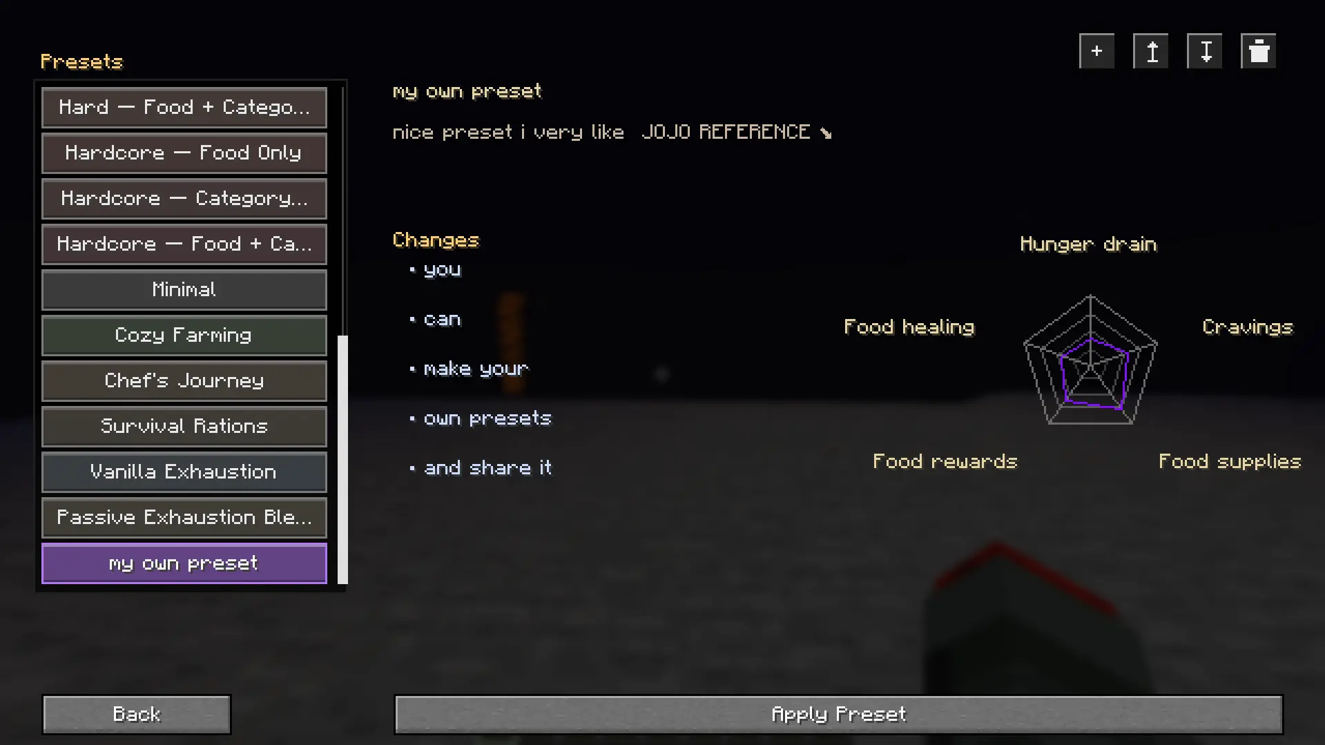 preset screen
