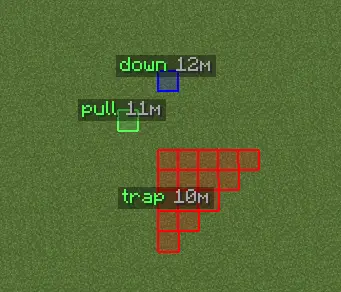 Green, blue, and red markers indicating trap locations