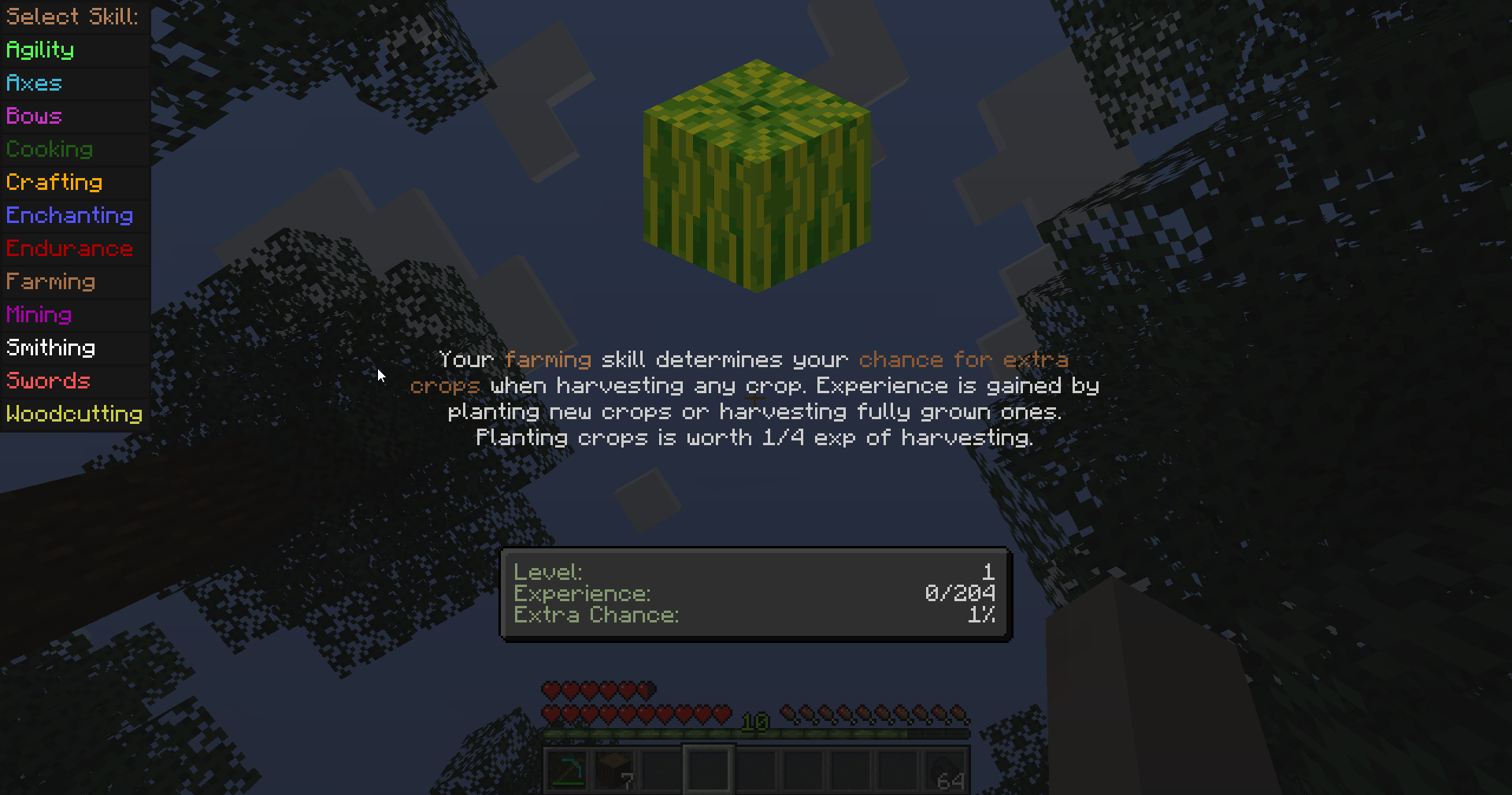 Farming skill screen