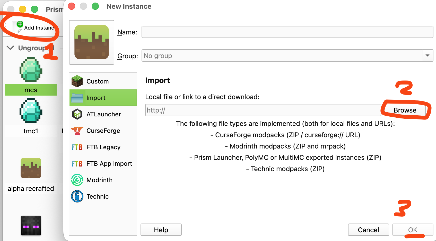 Importing instance zip
