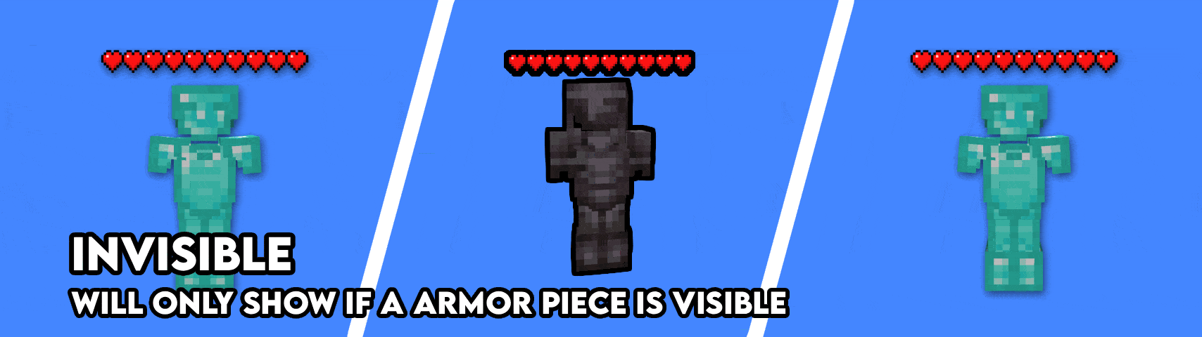 Gif showing how the healthbar disapears when no armor pieces are visible