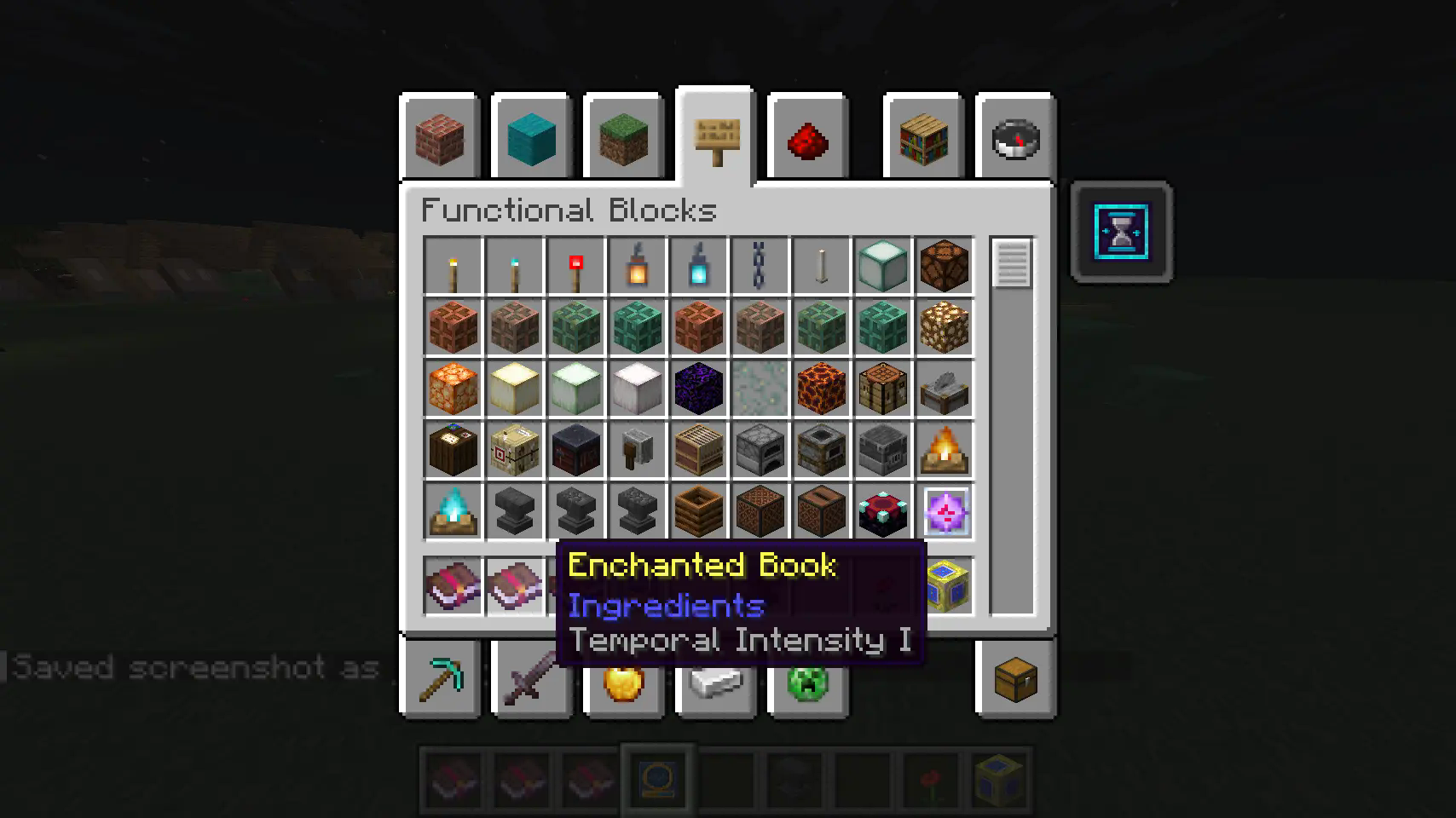 Image of a temporal intensity level 1 enchanted book.