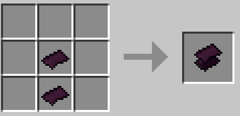 A crafting recipe that uses two forgotten scrap to craft enderite scrap.