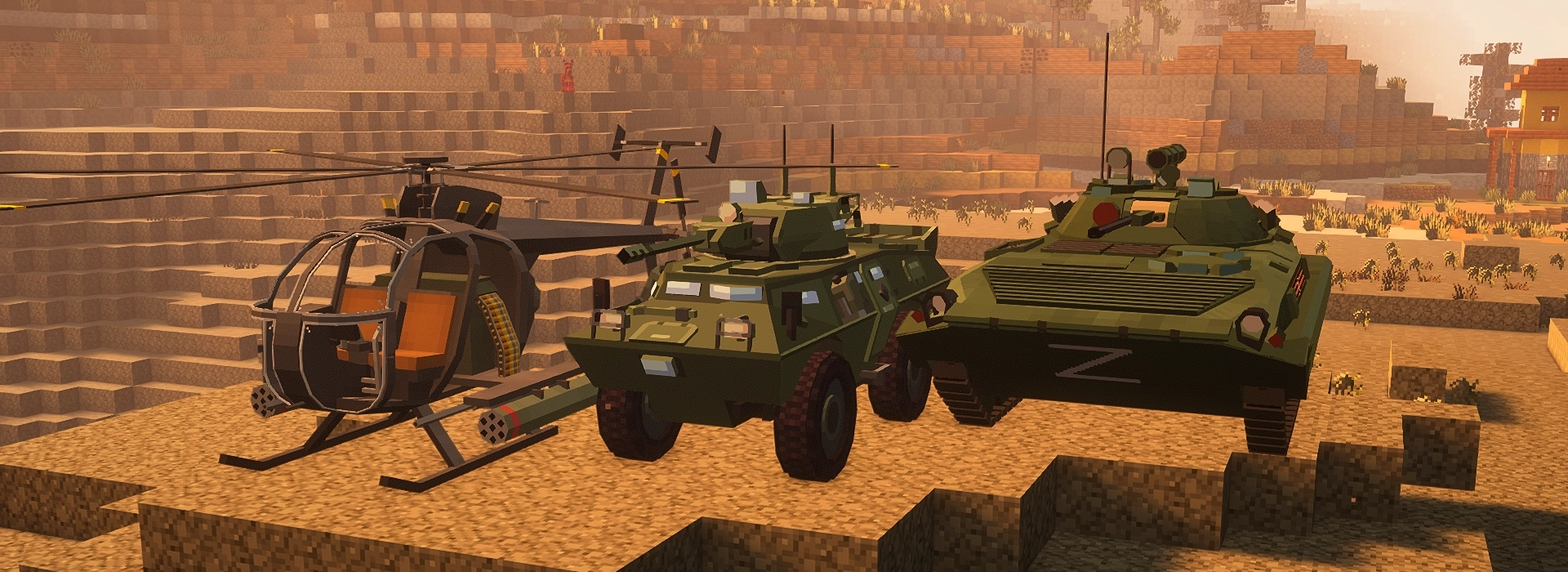 Helicopter, Armored Vehicle, Tank