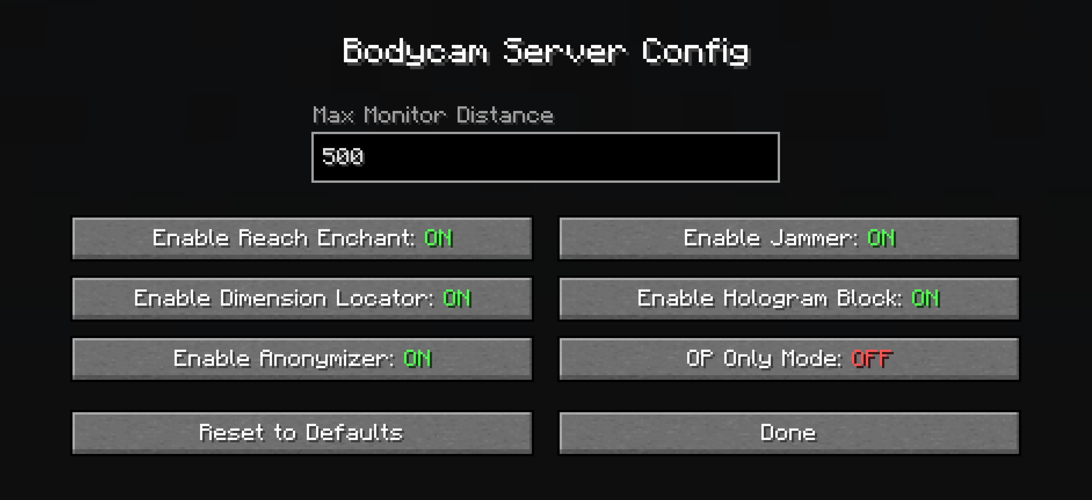 server config