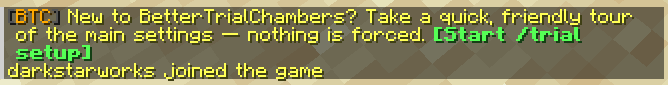The /trial setup clickable-chat prompt in-game