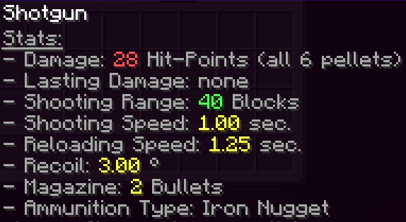 This image shows the shotgun stats.