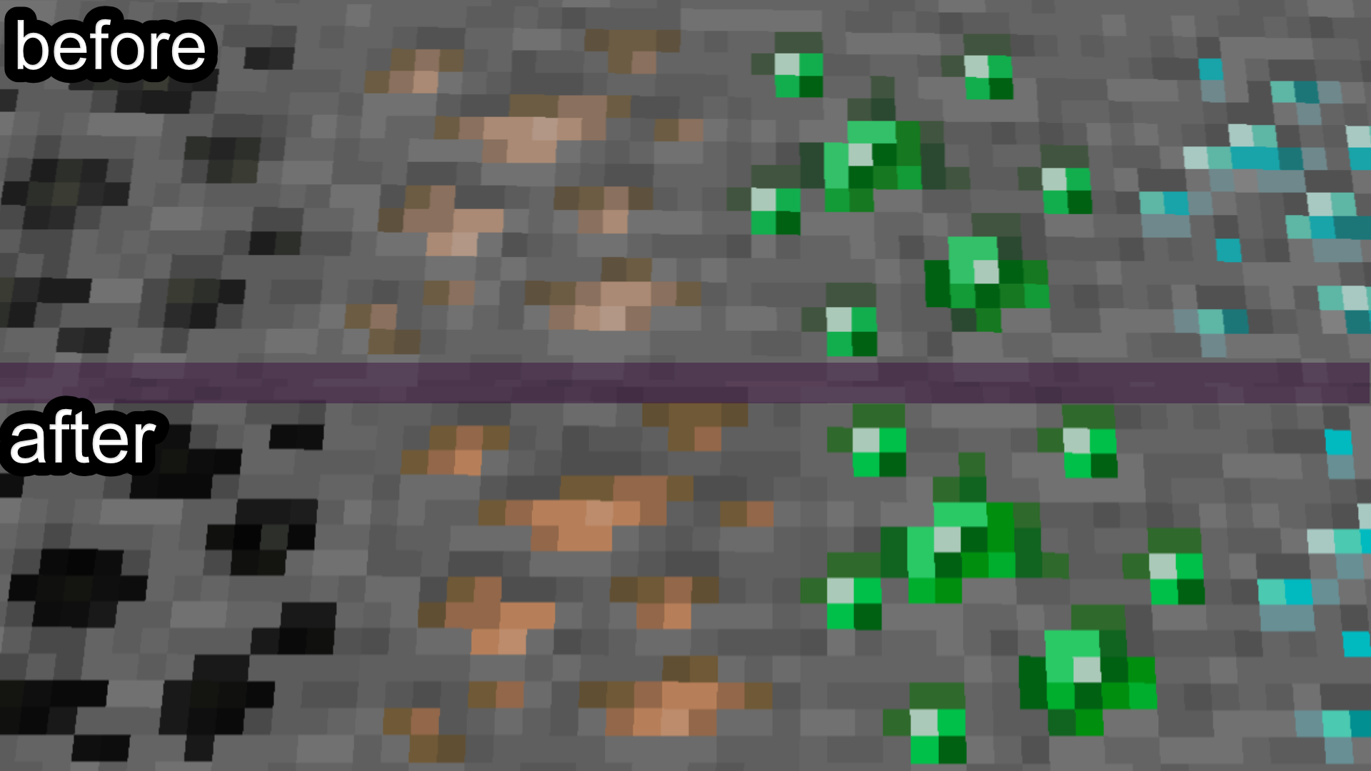 before and after ore comparison