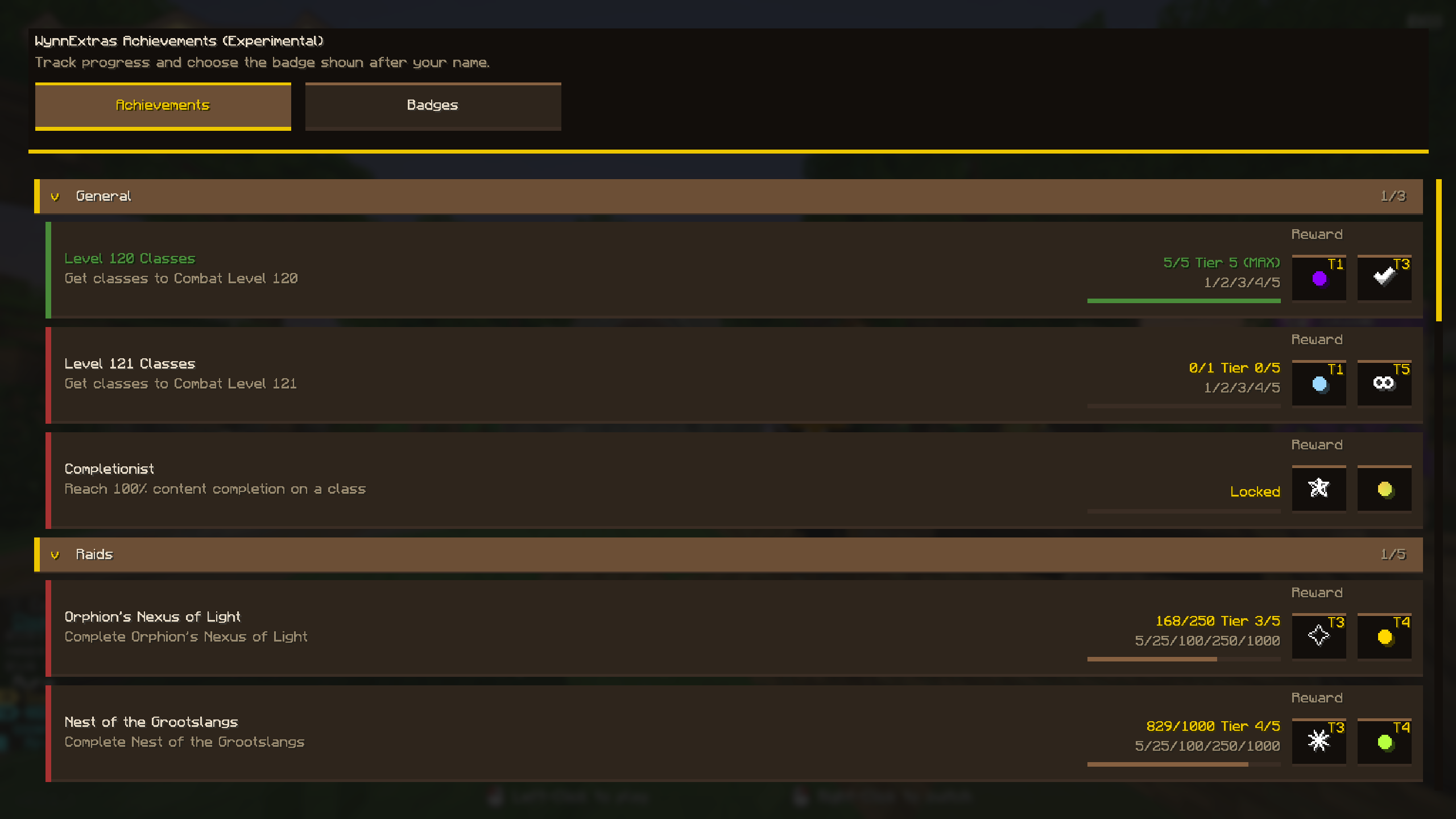achievement screen