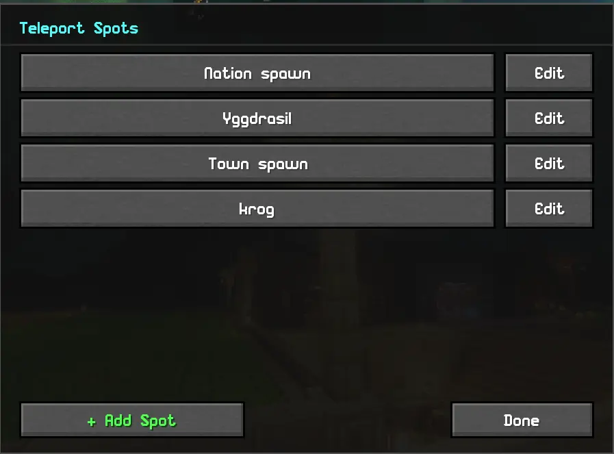 Teleport Spots Menu