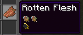 Highliting the rotten flesh item in the inventory uing Appleskin