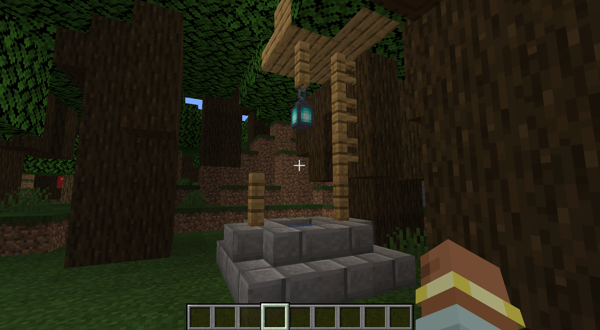 The well consists of base that consists of stone bricks. The well might have a wooden or stone roof. At the bottom you can find a chest with treasure if you'll be lucky.