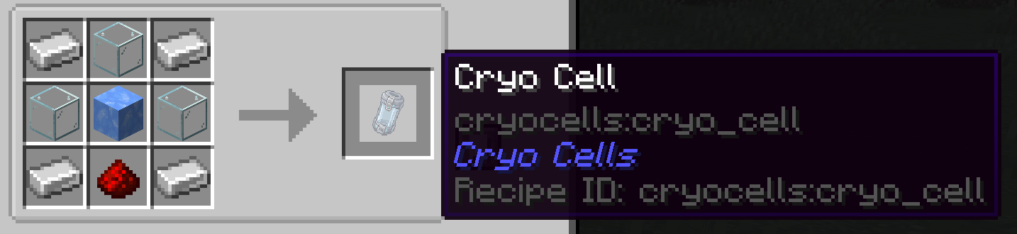 Cryo-cell crafting recipe