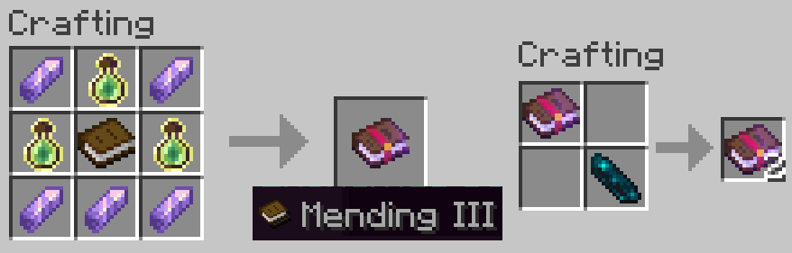 Crafting of a Mending III book, and duplication of it using an echo shard