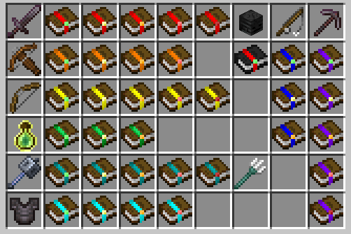 This image displays all the Enchantment Book categories