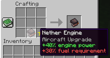 nether engine before having a star added to it, +40% engine power and +30% fuel requirement