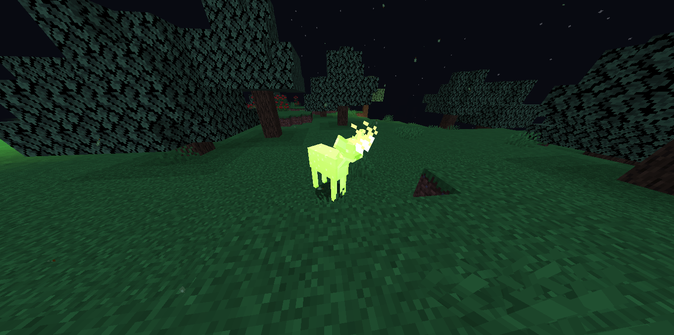 The luminous deer at night