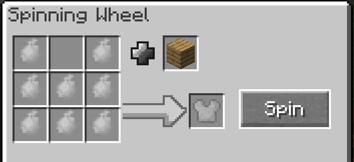 How to craft a wool chestplate with the Spinning Wheel