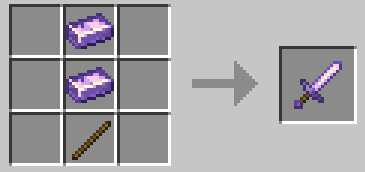 1 stick + 2 amethyst ingots = amethyst sword