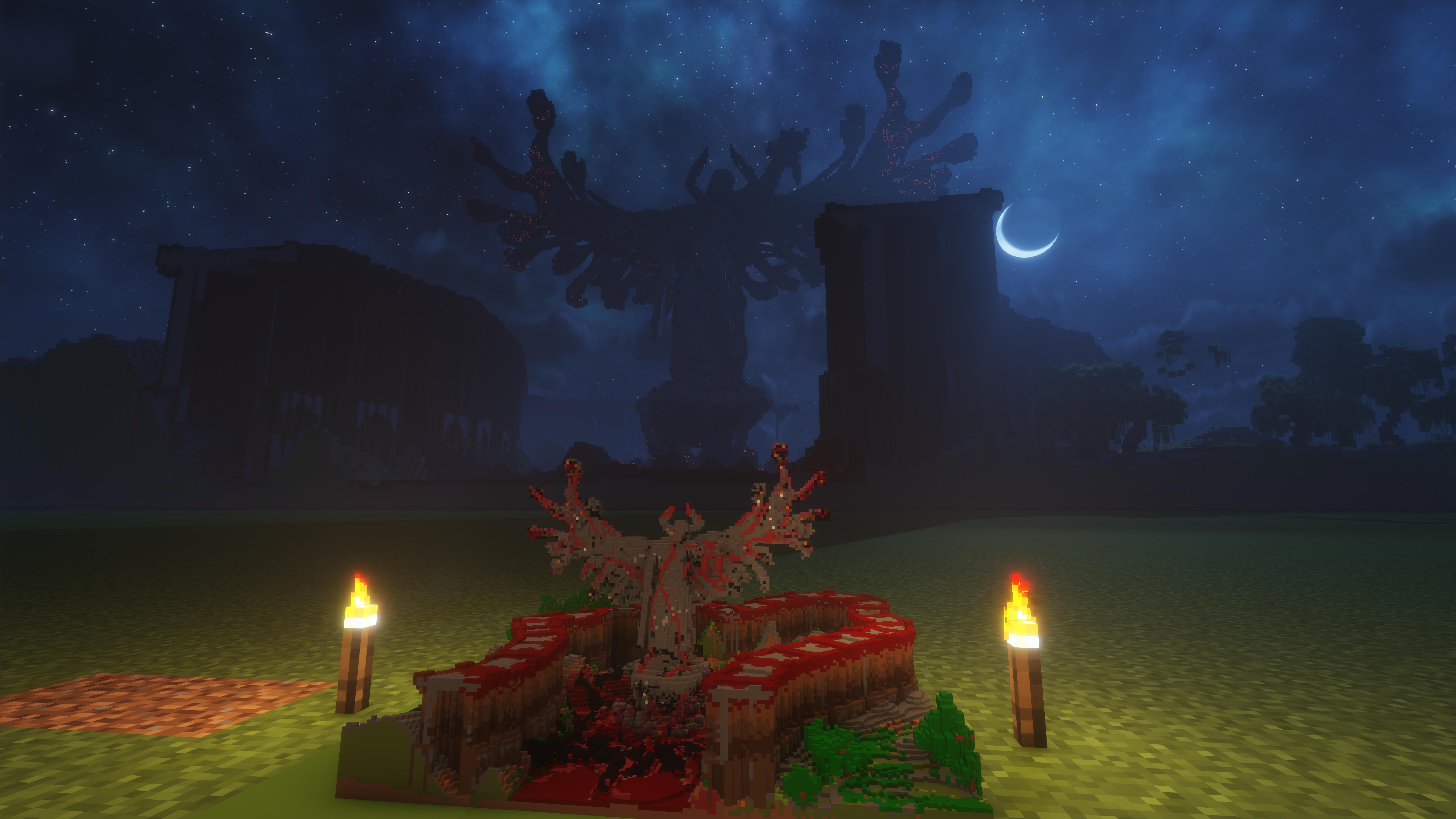 A large fantasy tree build recreated as a miniature three-dimensional framed map