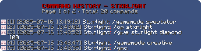 游戏中命令历史记录截图