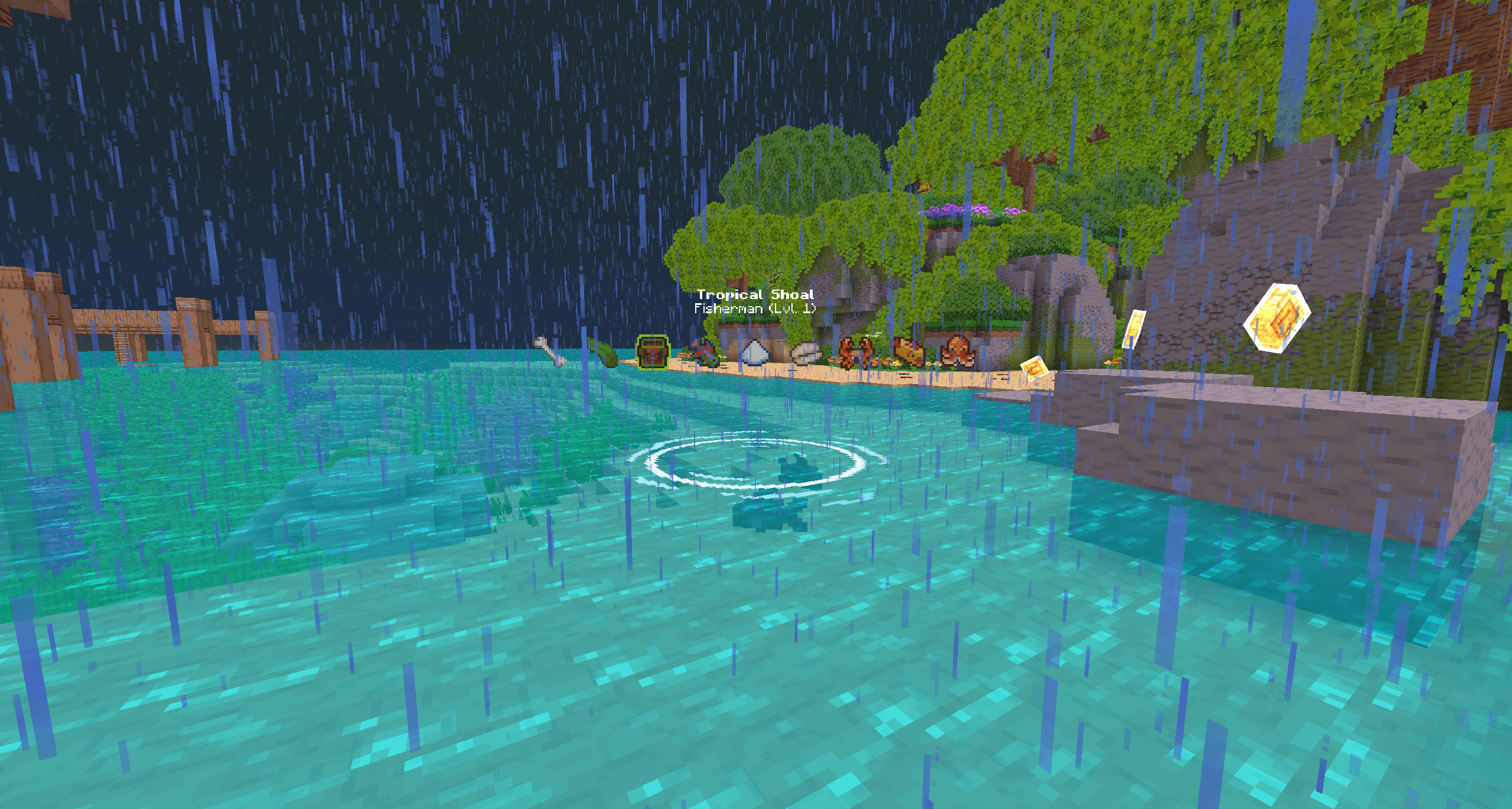 Fishing HUD at Spawn during storm