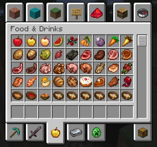 More detailed food sprites with certain cooked/raw versions being more different from one another.
