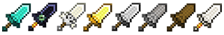 Giant Swords Added by the Mod Next to Each Other