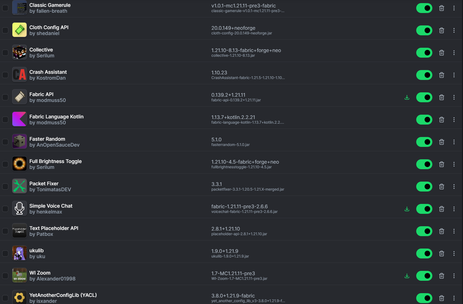 this image includes all of the mods