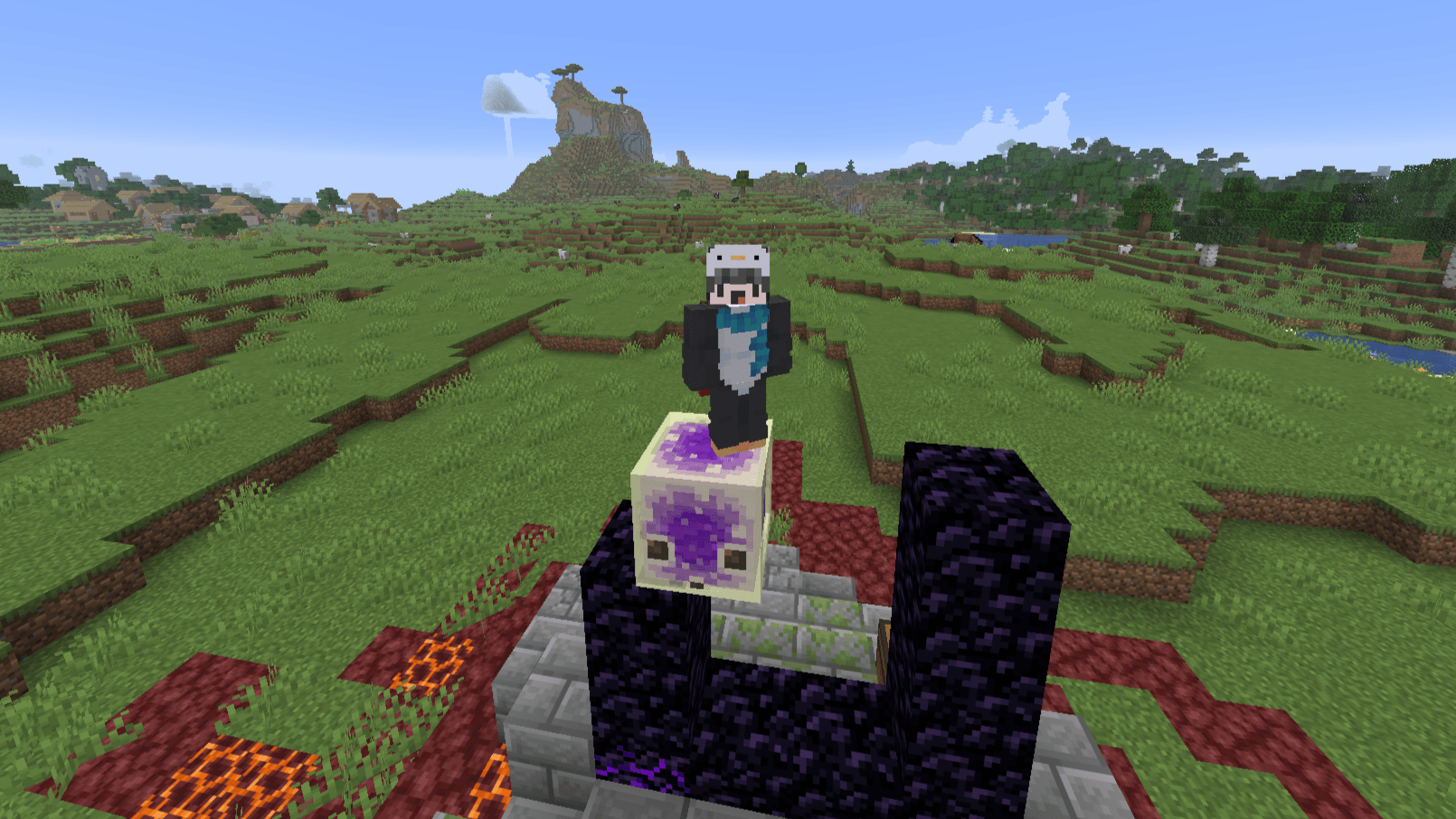 Player standing on Sulfur Cube (Edge)