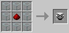 1 redstone in the middle, with 8 glass surronding it