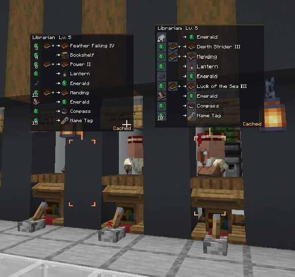 Two nearby villagers with separate cached trade holograms