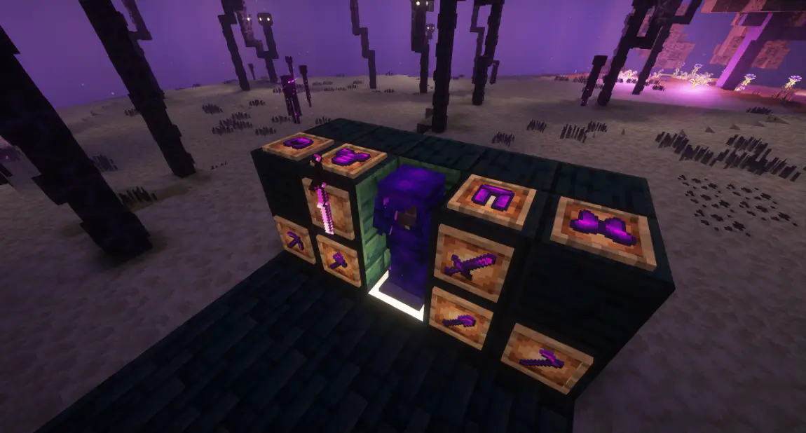 Enderite Armor + Tools with the Rethinking Voxels Shader