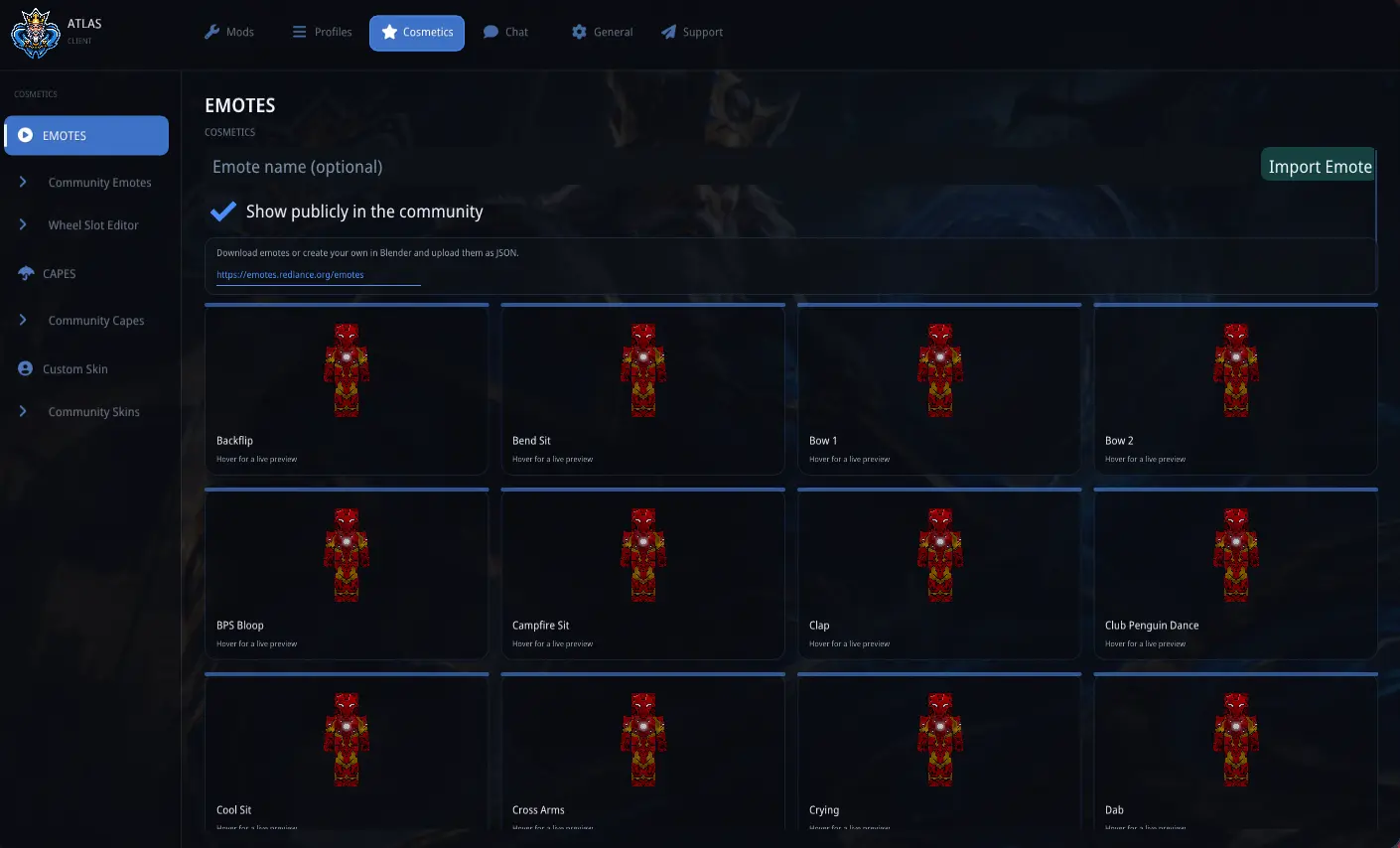 Emote Screen