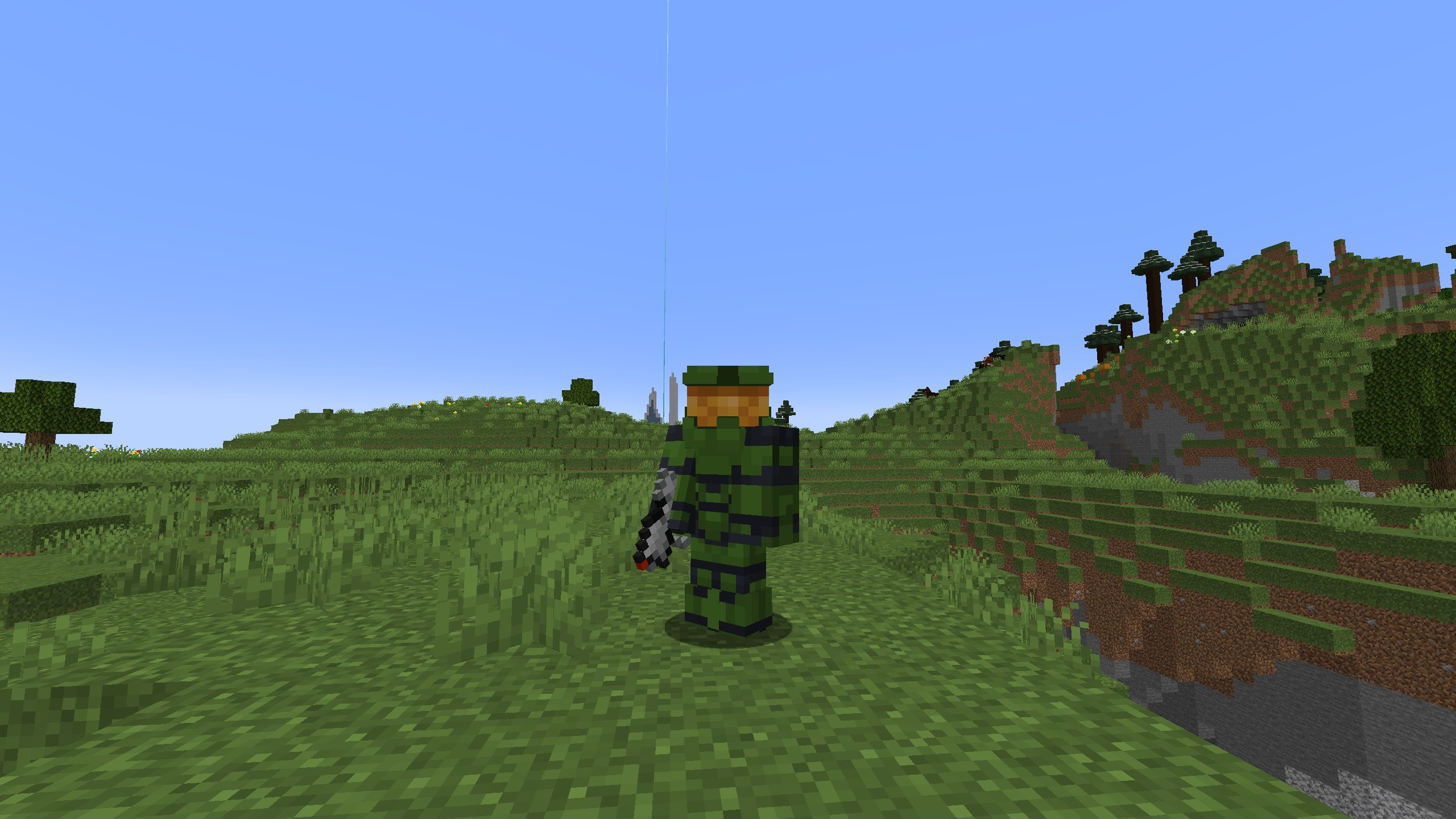 A player holding a magnum in green Mk. VI armor