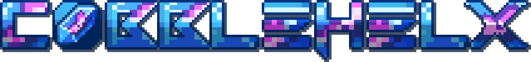 COBBLEHELX Title Graphic. It has blue hues along the letters with pink butterfly accents.