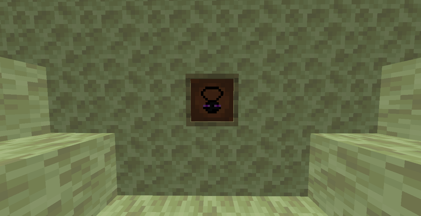 The Enderman Charm in an item frame in The End