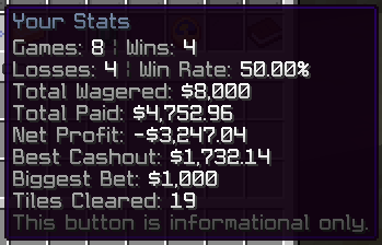 Stats button in gui