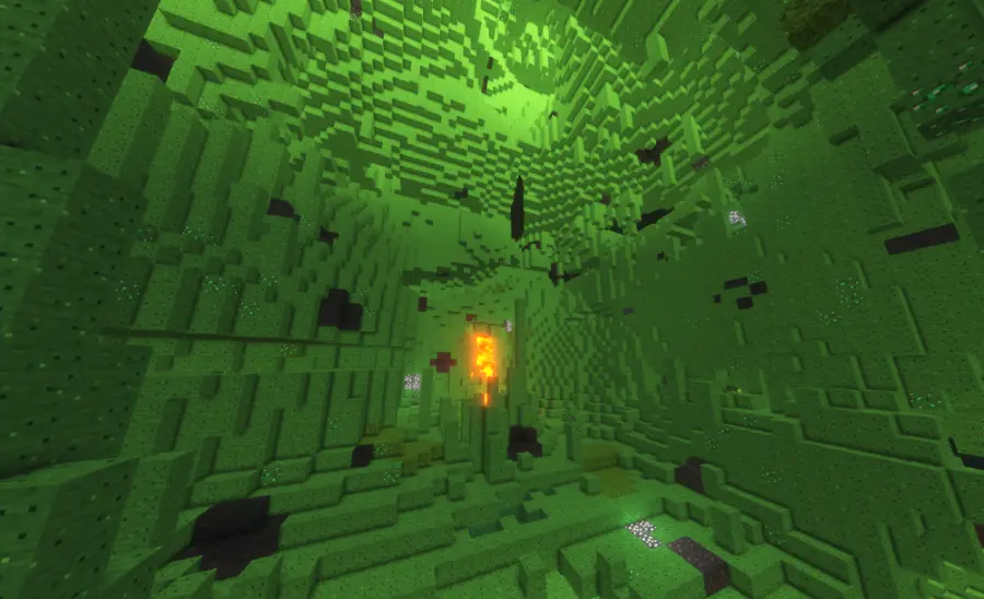 A cave below the Brain node, without night vision