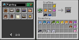 A screenshot showing a painting crafting recipe