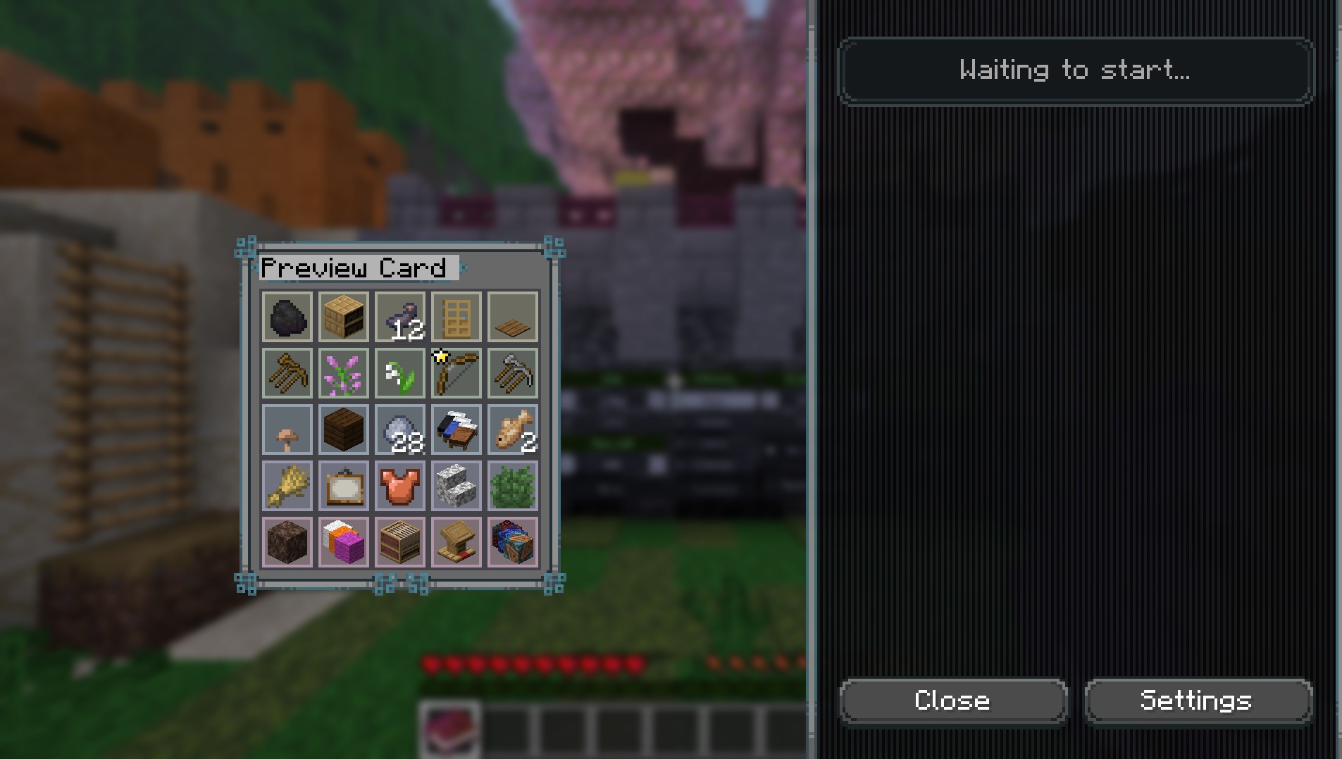 Bingo Card in an inventory view.