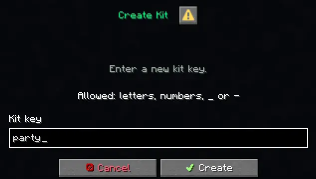 Create kits easily with dialog menus