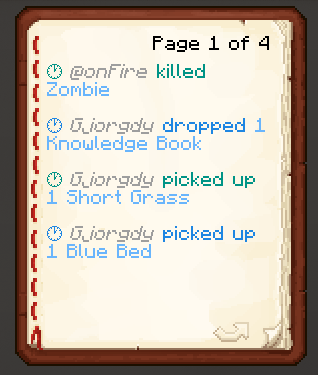 Log of entities