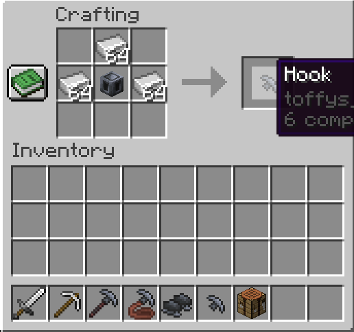 The Image shows how to craft a Hook