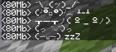 screenshot of a player using kaomojis in chat